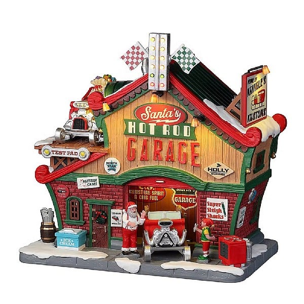 Lemax Santa's Hot Rod Garage
