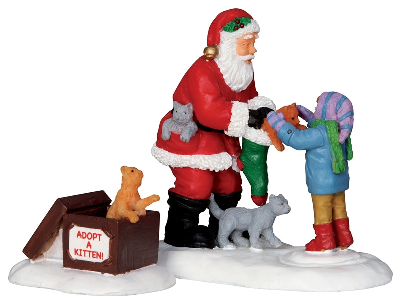 Lemax Santa And Kittens - 2 Piece Set