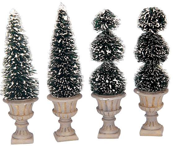 Lemax Cone-Shaped & Sculpted Topiaries - Set Of 4