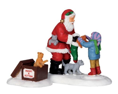 Lemax Santa And Kittens - 2 Piece Set