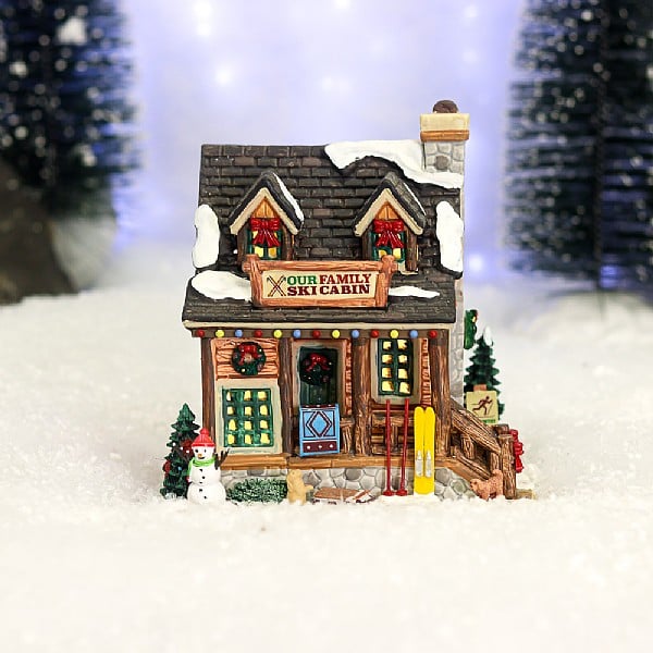  Lemax Our Family Ski Cabin With LEDs