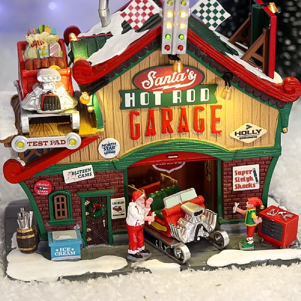  Lemax Santa's Hot Rod Garage