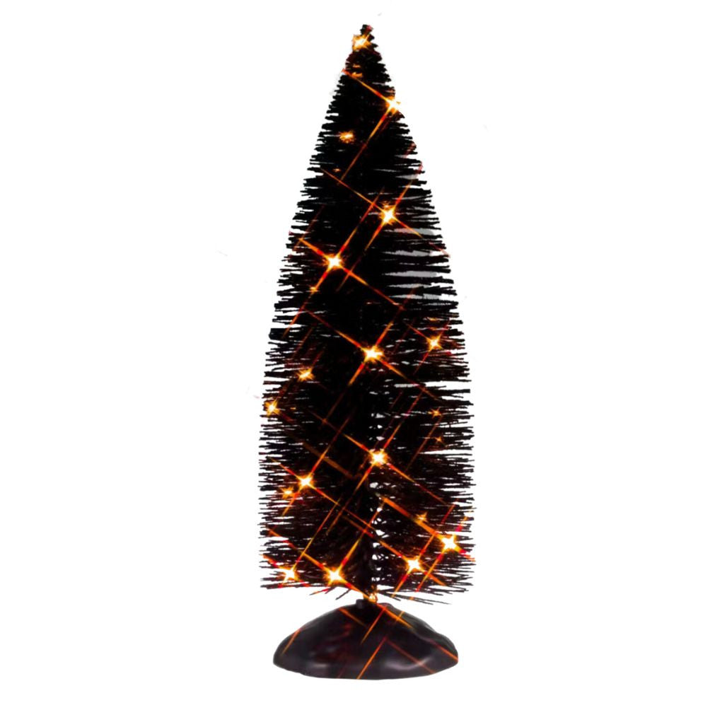  Lemax - Spooky Town - Black Bristle Tree With Orange Lights