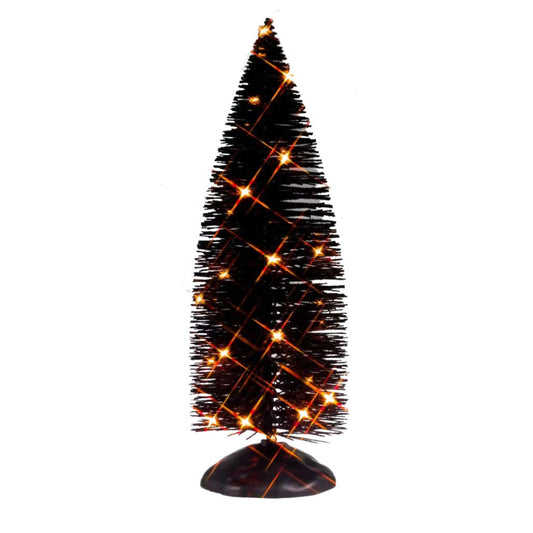  Lemax - Spooky Town - Black Bristle Tree With Orange Lights