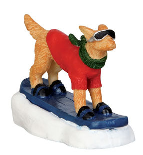  Lemax Village Collection Snowboarding Dog