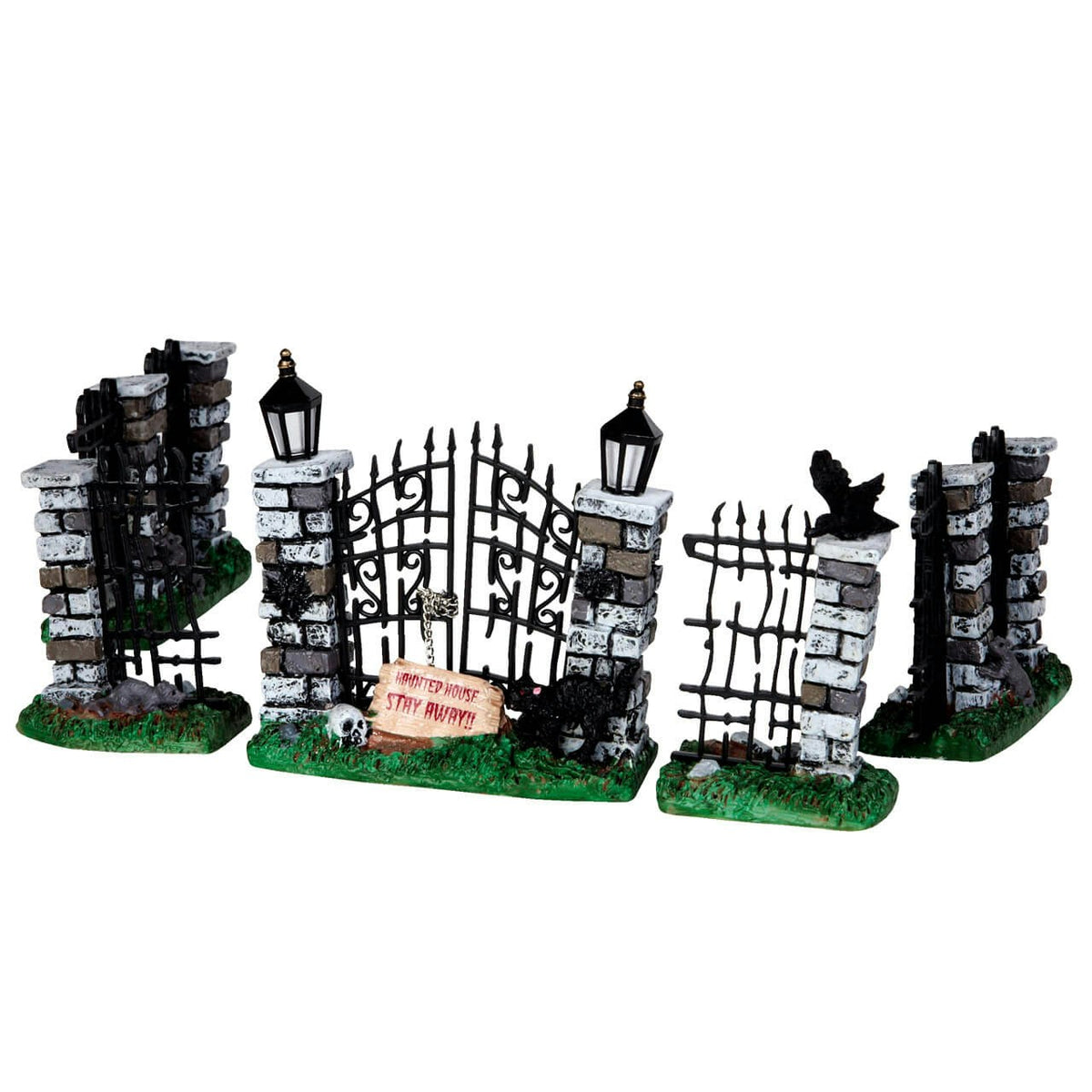 Lemax Spooky Iron Gate And Fence - 5 Piece Set