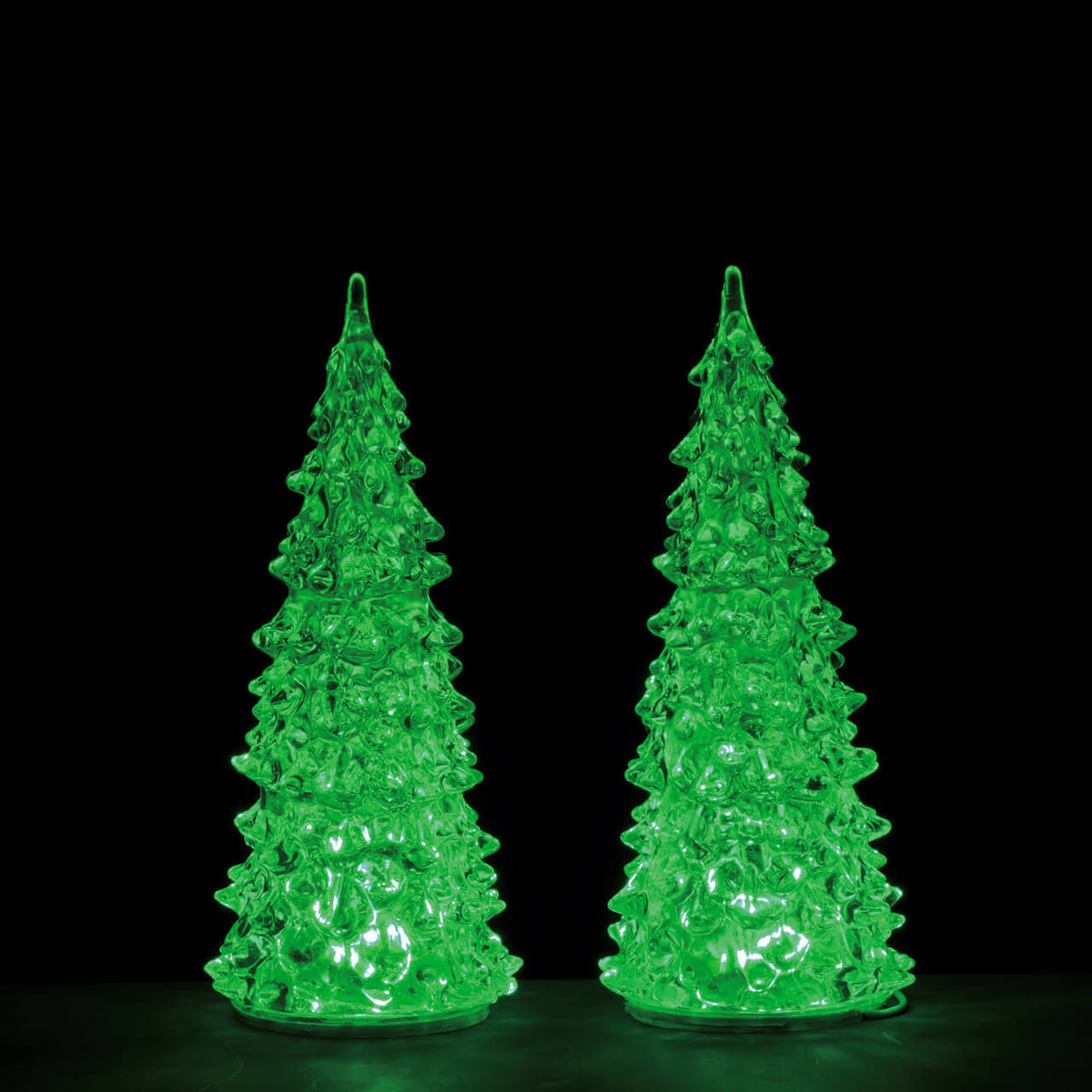 Lemax 7 Inch Crystal Color Changing Trees - Set Of 2