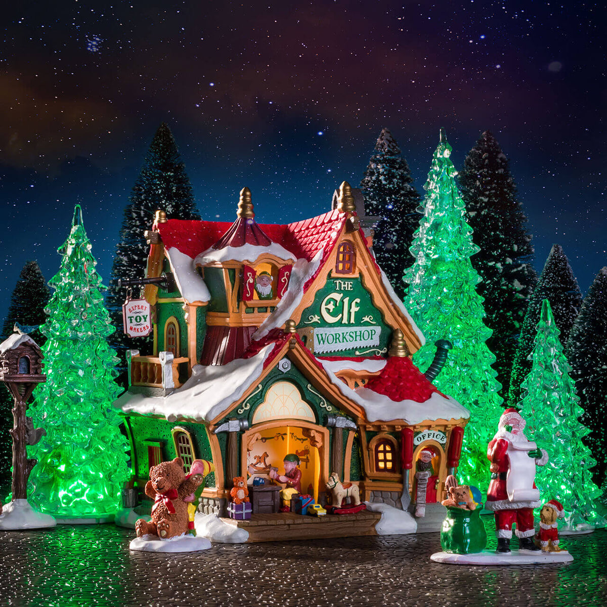 Lemax 3 Color Crystal Lighted Tree - 4 Piece Set