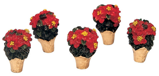 Lemax Poinsettias For Christmas Village, Set Of 5