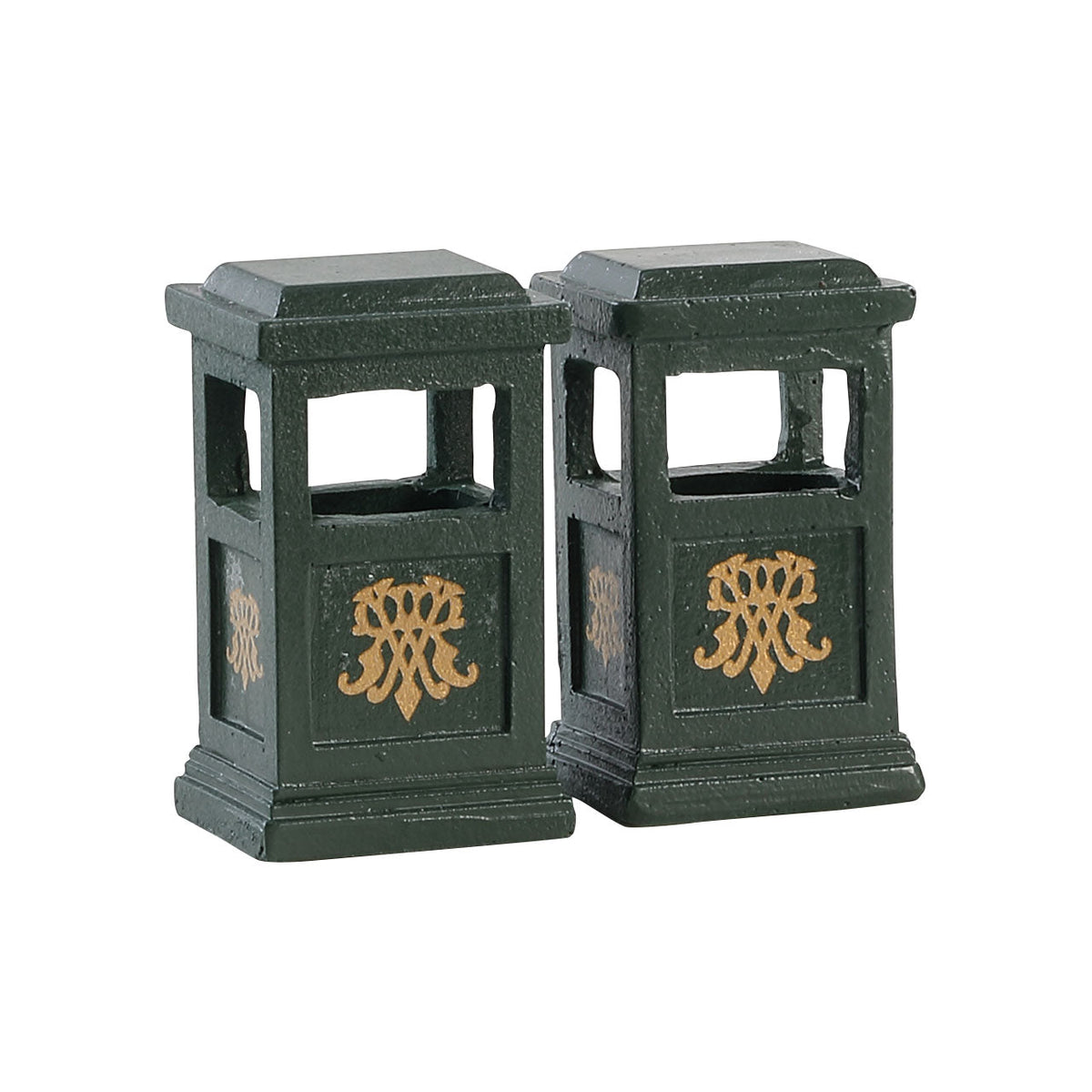 Lemax Green Trash Can - 2 Piece Set