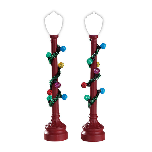 Lemax Red Globe Street Lamp - Set Of 2