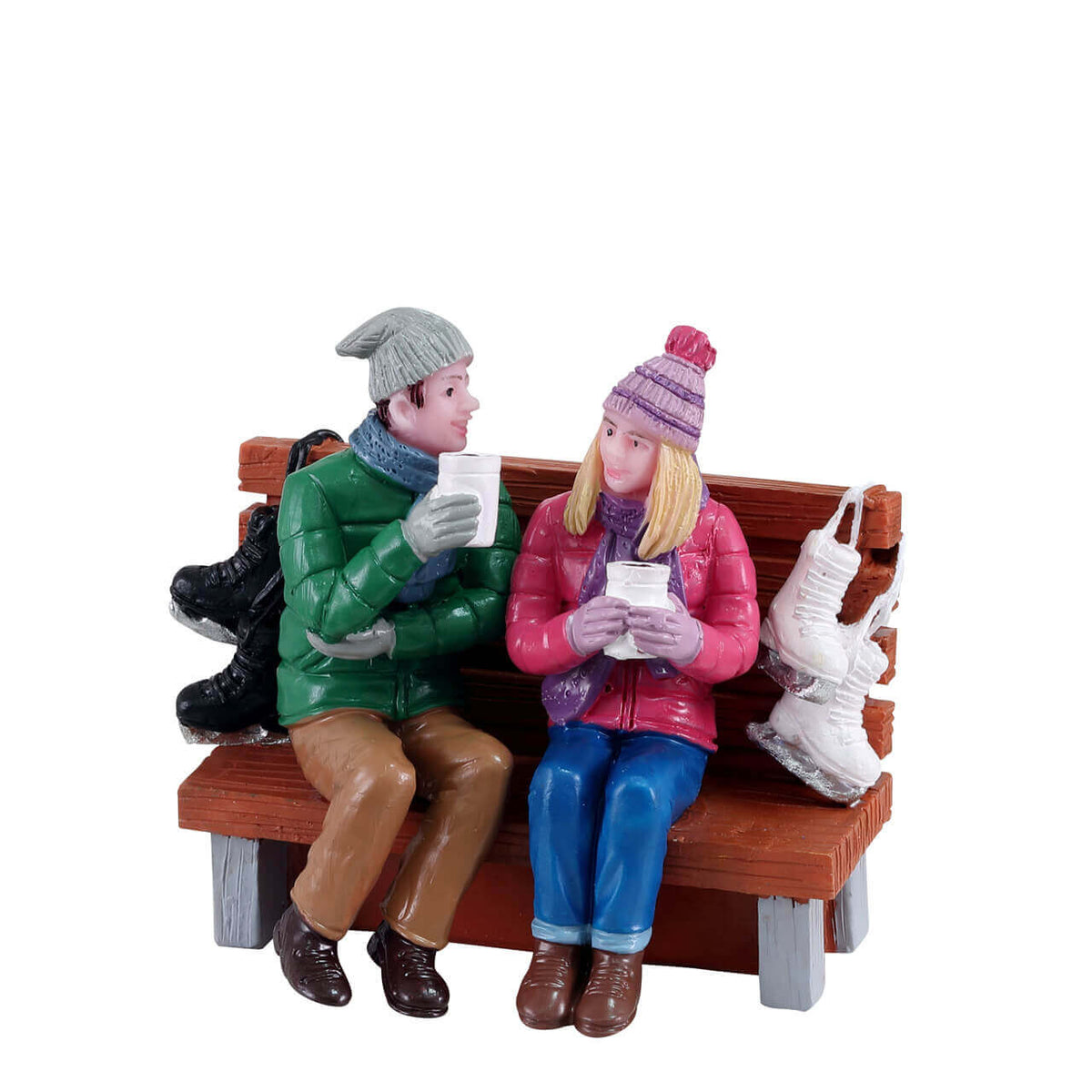 Lemax Hot Cocoa Drinkers On A Bench